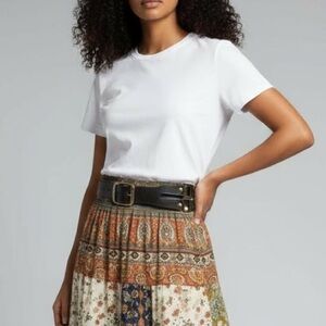 Linea Pelle Black Leather Belt Solid Brass Buckle Large NWOT